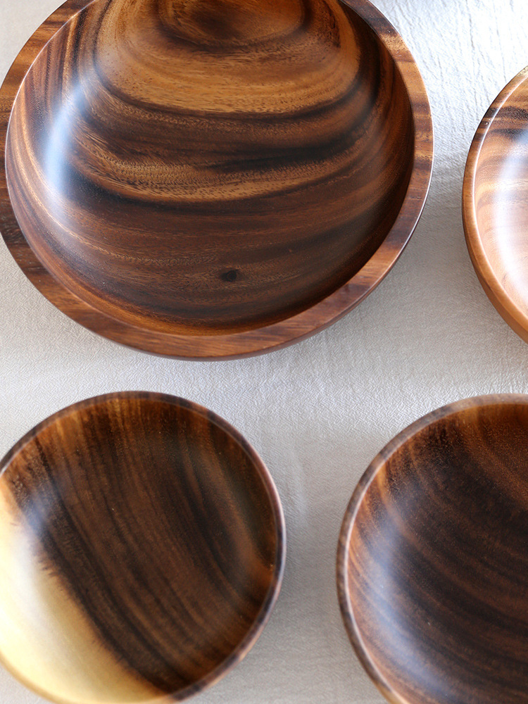 Kitchen Natural Wooden Bowl Household Fruit Bowl Salad Bowl For Home Restaurant Food Container Wooden Utensils Note The Size Hot - Image 9