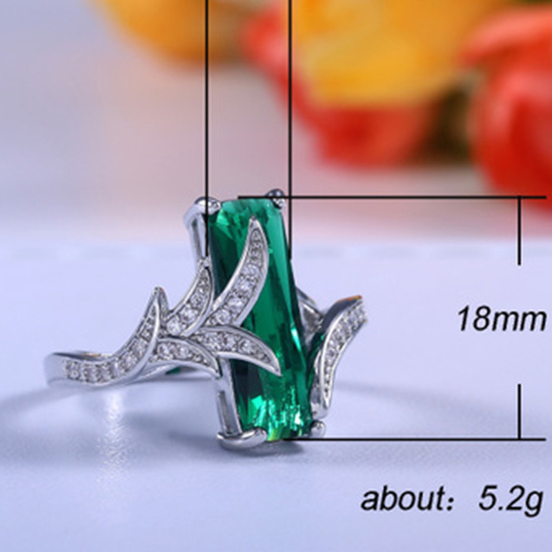 European and American Emerald Topaz Diamond Ring - Image 3