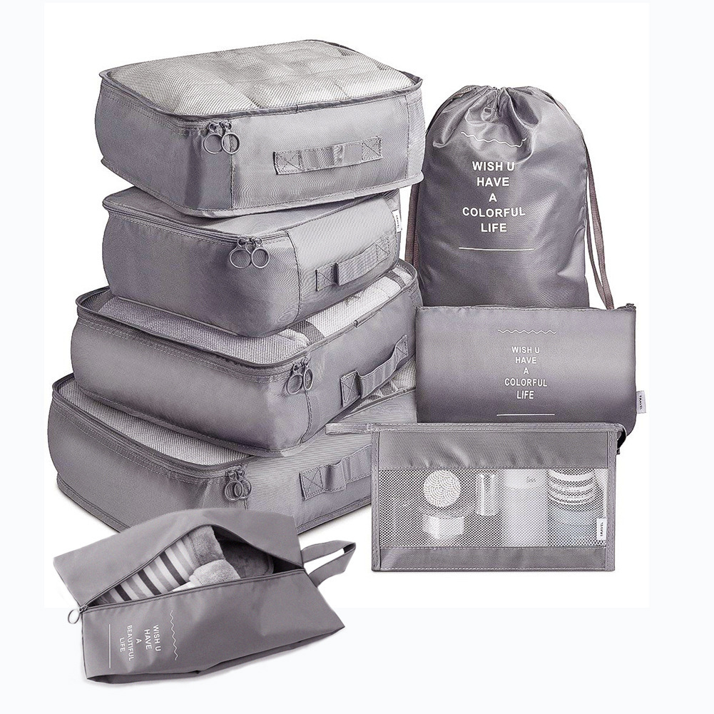 8-piece Set Luggage Divider Bag Travel Storage Clothes Underwear Shoes Organizer Packing Cube Bag - Image 4