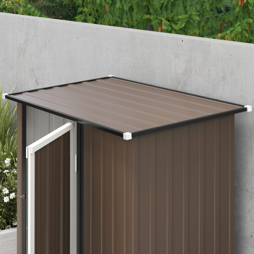 Outsunny 5ft X 3ft Metal Garden Storage Shed, Outdoor Tool Shed With Sloped Roof, Lockable Door For Tools, Equipment, Brown - Image 5
