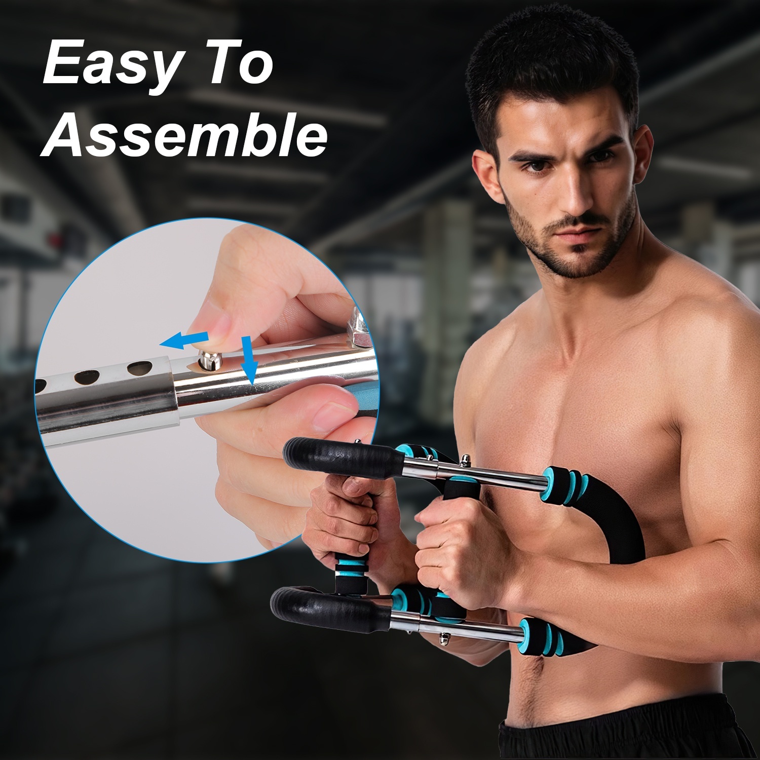 1Pc Adjustable Twister Arm Exerciser Spring Workout Bar Strength Enhancer For Men With 3 Resistance Levels 66 To 110LBS Chest Biceps Triceps Thighs Back Workout - Image 5