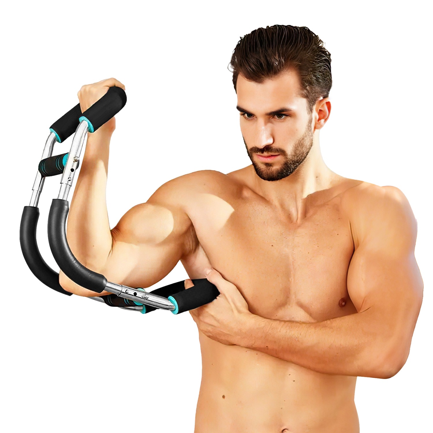 1Pc Adjustable Twister Arm Exerciser Spring Workout Bar Strength Enhancer For Men With 3 Resistance Levels 66 To 110LBS Chest Biceps Triceps Thighs Back Workout - Image 8
