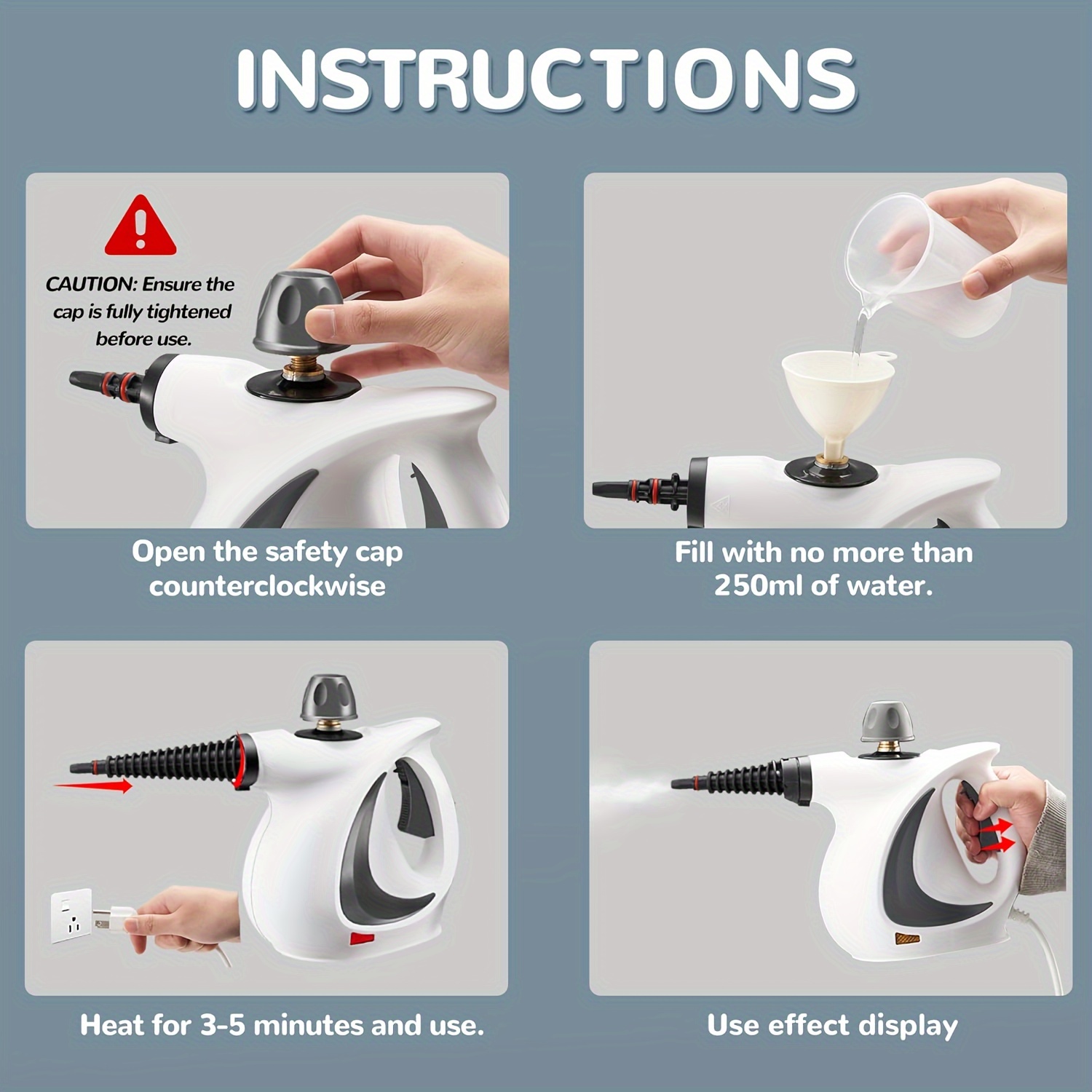 Handheld Multi-Surface Pressurized Steam Cleaner With 12 Accessories, Water Tank Multi-Purpose Steam Generator For Home Use, Natural Steam Cleaning Tiles, Floors, Bathrooms, Windows, Interior Decorati - Image 2