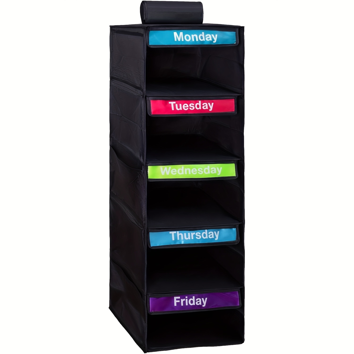 1pc 5-Tier Youngsters Clothing Organizer - Weekly Color-Coded Hanging Storage Bags With Durable Nylon Wall-Mounted Shelves For Bedroom, School Dorm, Closet - Organize Clothes, Pants, Underwear, Socks - Image 2