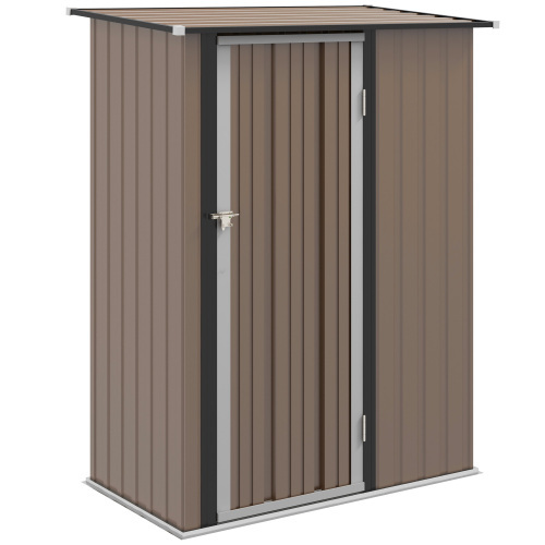 Outsunny 5ft X 3ft Metal Garden Storage Shed, Outdoor Tool Shed With Sloped Roof, Lockable Door For Tools, Equipment, Brown - Image 8