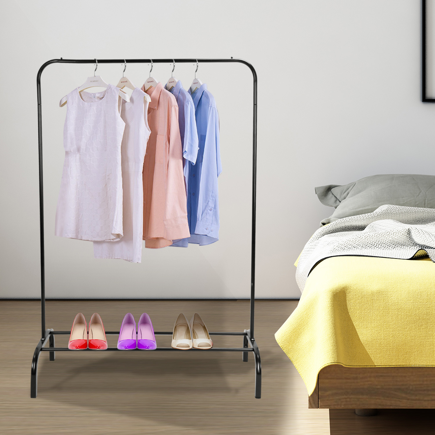 1Pc 33lbs Loading Garment Racks Freestanding Clothing Racks Clothes Rack Stands Organizer With Bottom Shelf For Dormitory Home - Image 10
