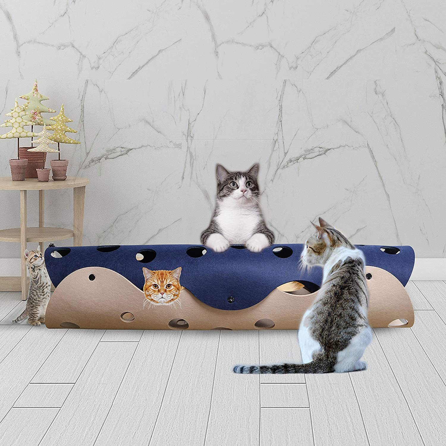 Cat Tunnel Cat Toy Felt Pom Splicing Deformable Kitten Nest Collapsible Tube House Tunnel Interactive Pet Toy Cat Accessories - Image 10